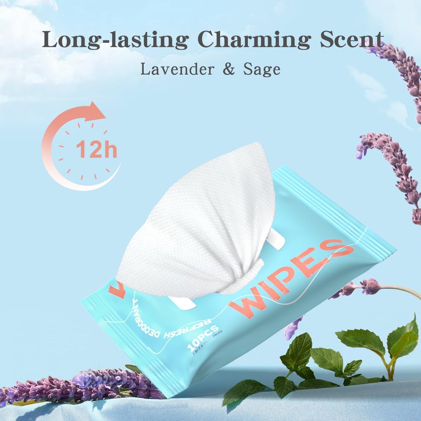 Body Wipes for Adults Bathing, Travel Wipes Deodorant Wipes Shower Wipes for Women Men, Body Cleansing Wipes Bath Wipes Shower Wipes for Camping & after Workout Bathing, 10 Count(Pack of 8)