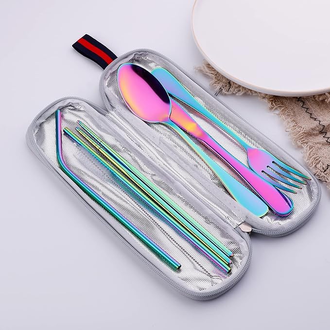 8-Piece Rainbow Stainless Steel Flatware Set