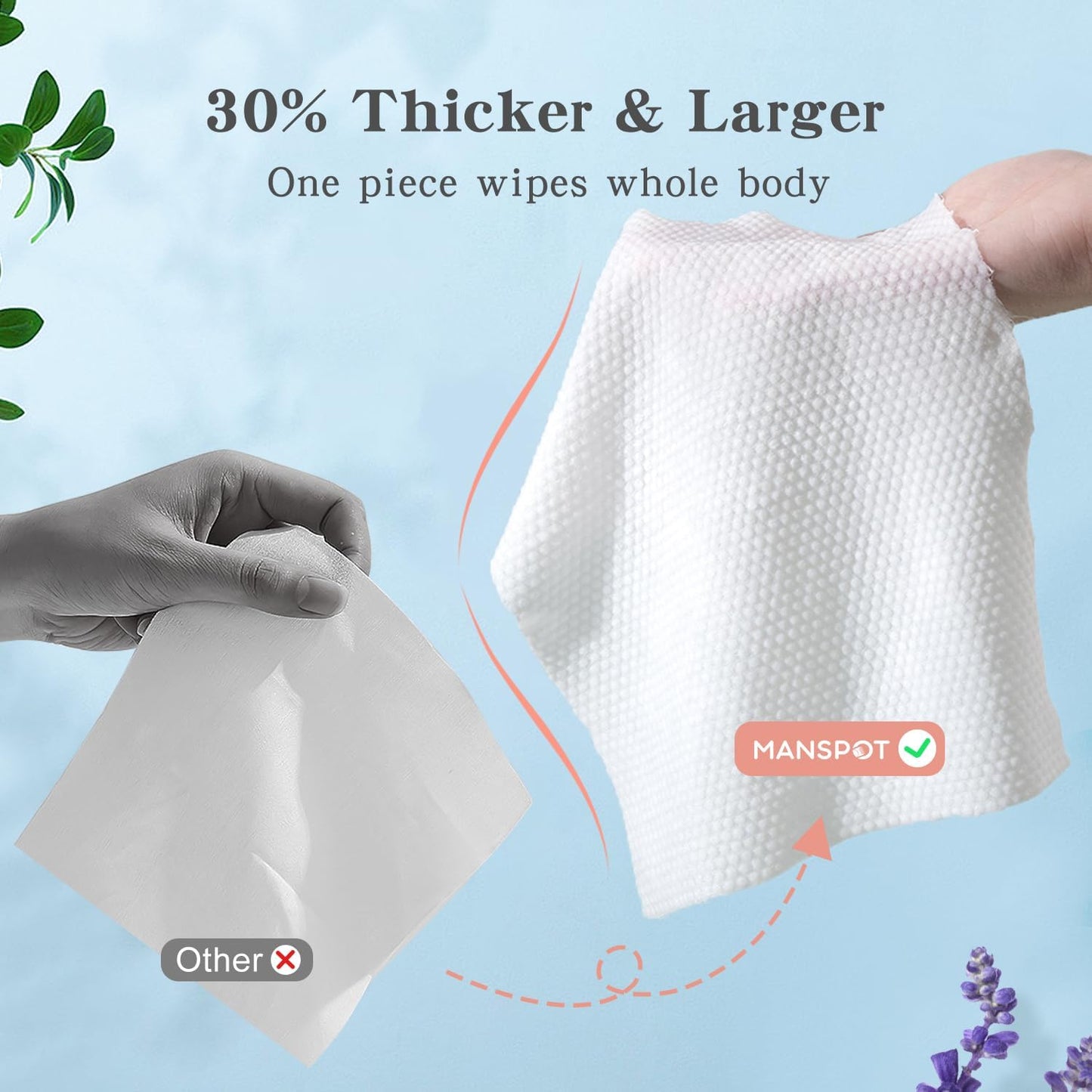 Body Wipes for Adults Bathing, Travel Wipes Deodorant Wipes Shower Wipes for Women Men, Body Cleansing Wipes Bath Wipes Shower Wipes for Camping & after Workout Bathing, 10 Count(Pack of 8)