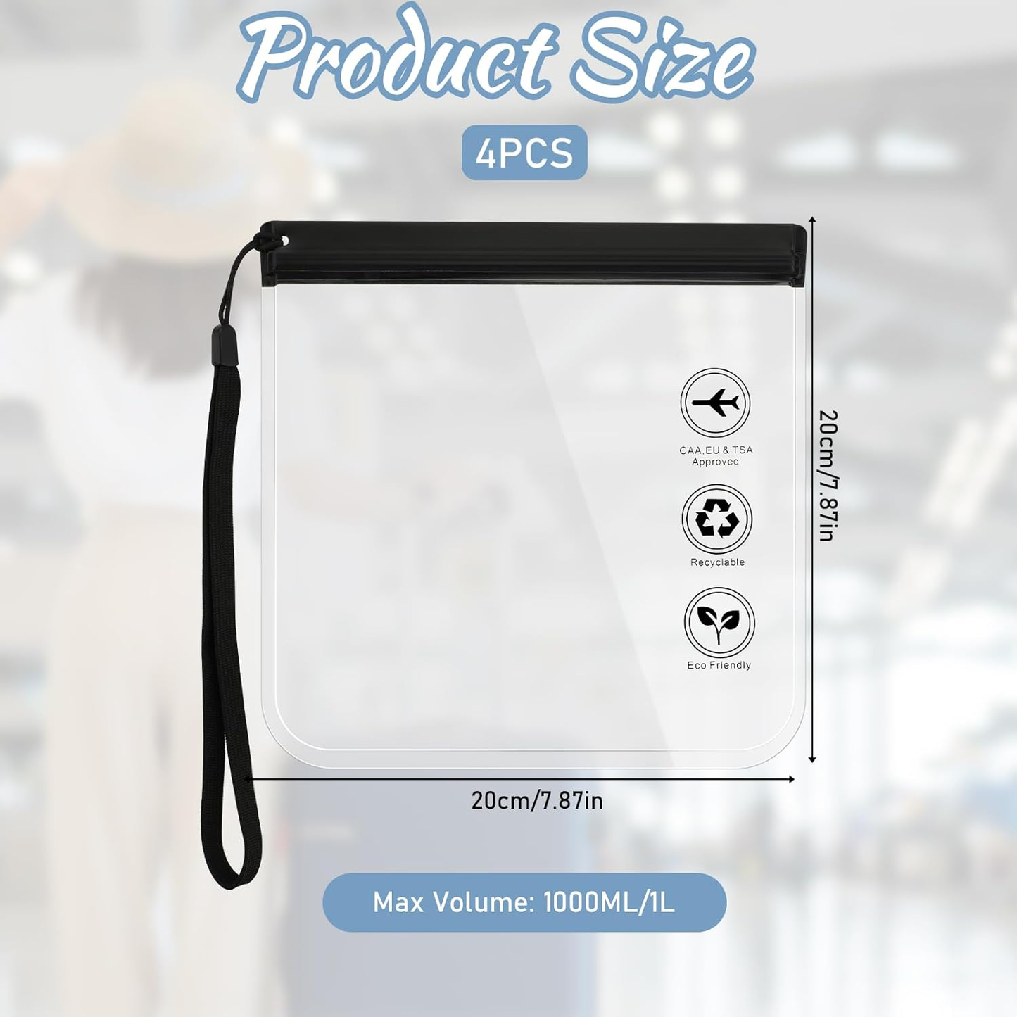 TSA-Approved Clear Toiletry Bags (4-Pack)